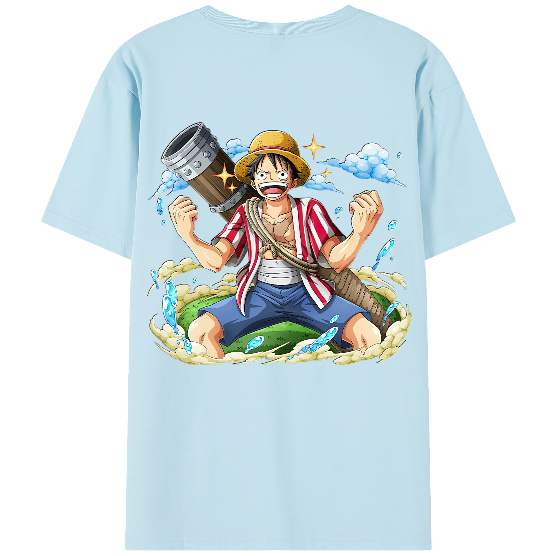 ワンピース モンキー・D・ルフィ ONE PIECE Monkey D. Luffy 綿100％半袖Tシャツ（背面プリント）